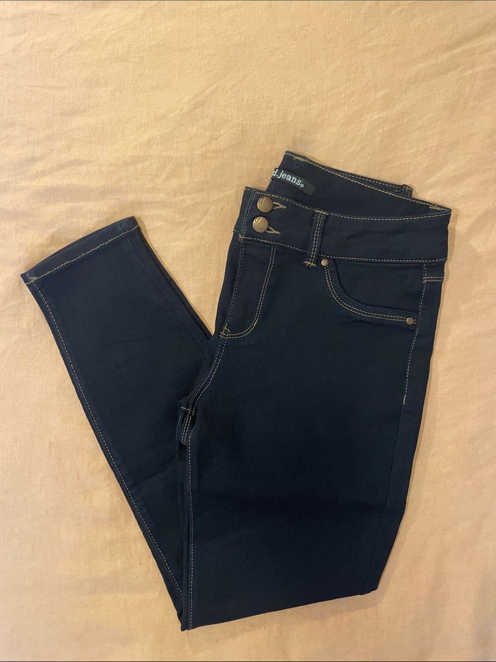 Dark Indigo Skinny Jeans with Double-Button Waist Size 8P
